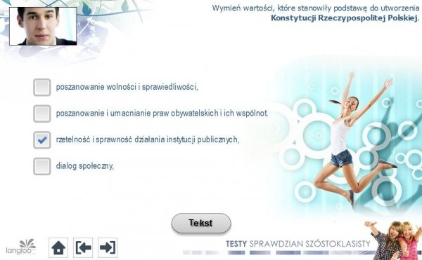 Testy - sprawdzian szóstoklasisty. Multimedialny kurs przygotowujący do egzaminu szóstoklasisty. PC CD-ROM