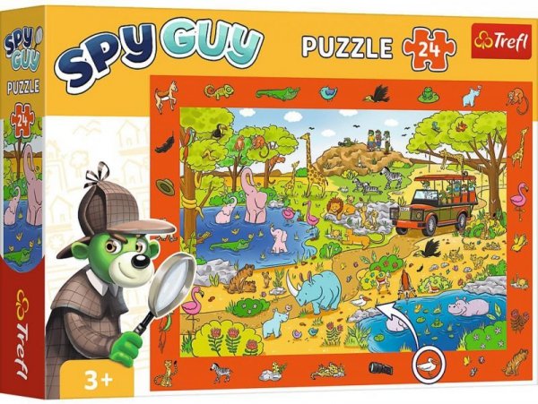 Puzzle 24el. Obserwacyjne Spy Guy - Safari-Rodzina Treflików