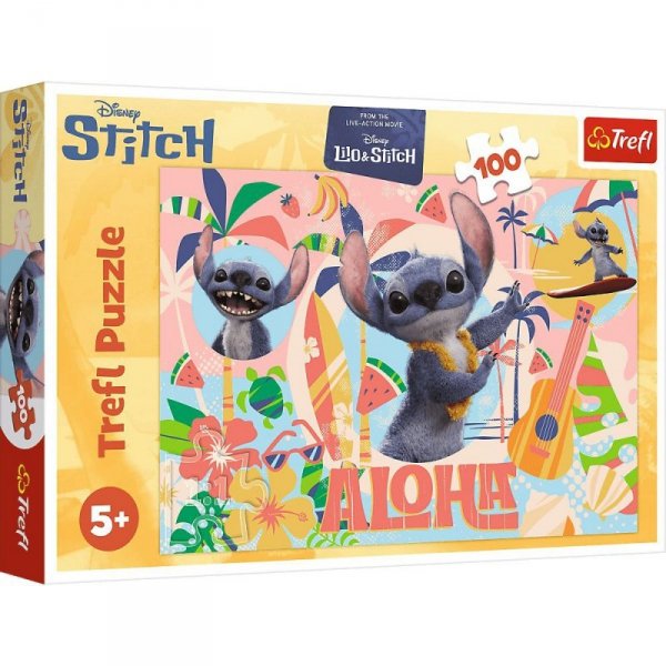 Puzzle 100 elementów. Stitch i przyjaciele w akcji