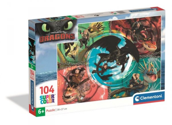 Puzzle 104 elementów. Super kolor. How to Train Your Dragon 1