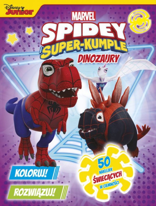 Koloruj! Rozwiązuj! 50 naklejek świecących w ciemności. Dinozaury. Marvel Spidey i Super-kumple