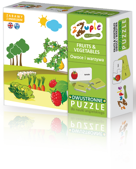 zZuple. Fruits &amp; Vegetables. Dwustronne puzzle do nauki języka angielskiego: Owoce i warzywa