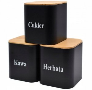 ZESTAW 3 POJEMNIKÓW KAWA HERBATA CUKIER BRUNBESTE BB-2709