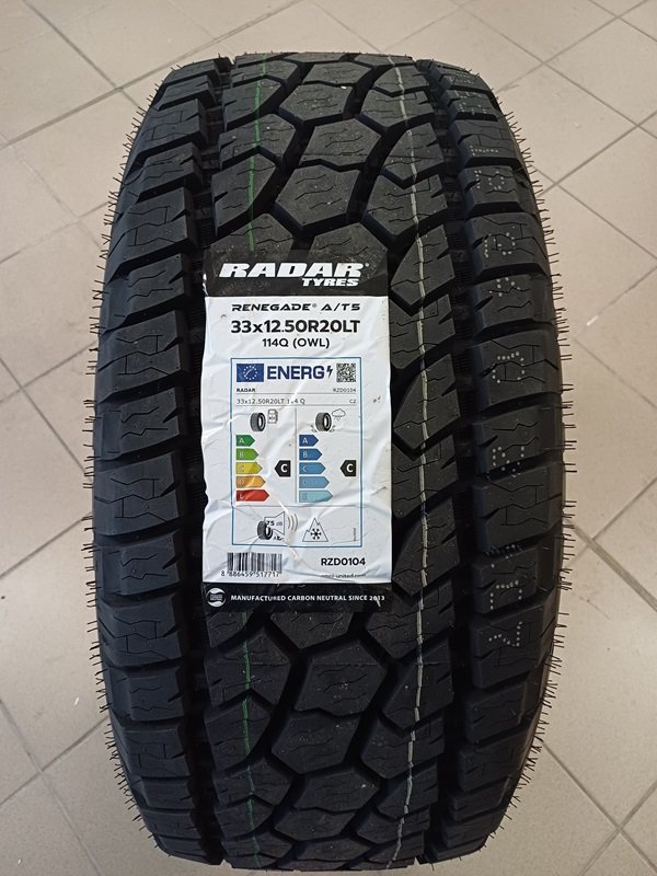 1 szt. Opona RADAR 33x12.50R20LT RENEGADE AT-5 114Q 10PR OWL #E M+S 3PMSF RZD0104 - problemy z wyważ