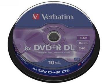 Verbatim DVD+R 8x 8,5GB DL10p 43666 cake DataLife+, double layer,mat, bez nadruku