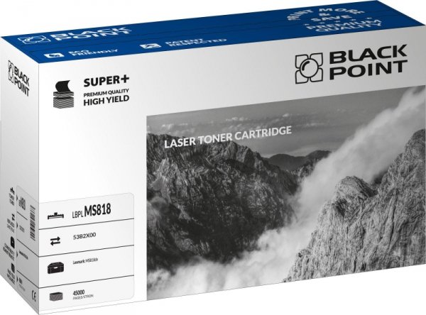 Black Point toner LBPLMS818 zastępuje Lexmark 53B2X00, black, 45000 stron.