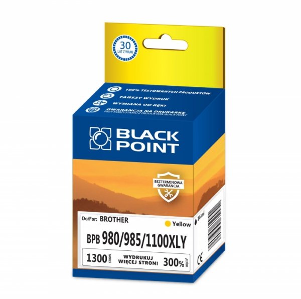 Black Point tusz BPB980/985/1100XLY zastępuje Brother LC-980/985/1100Y, żółty