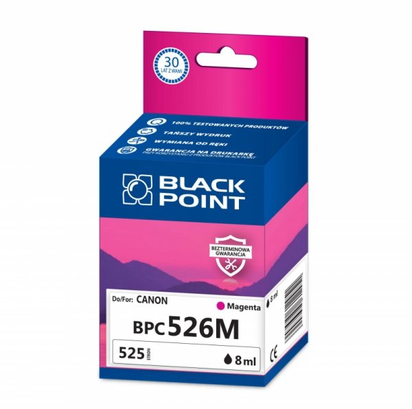 Black Point tusz BPC526M zastępuje Canon CLI-526M, czerwony