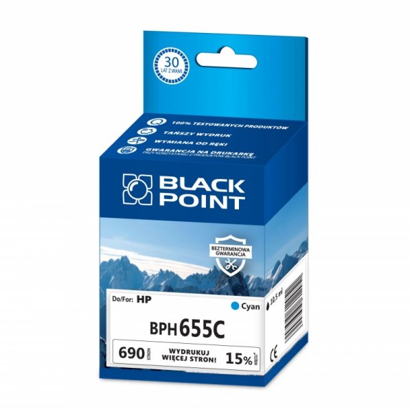 Black Point tusz BPH655C zastępuje HP CZ110AE,  niebieski