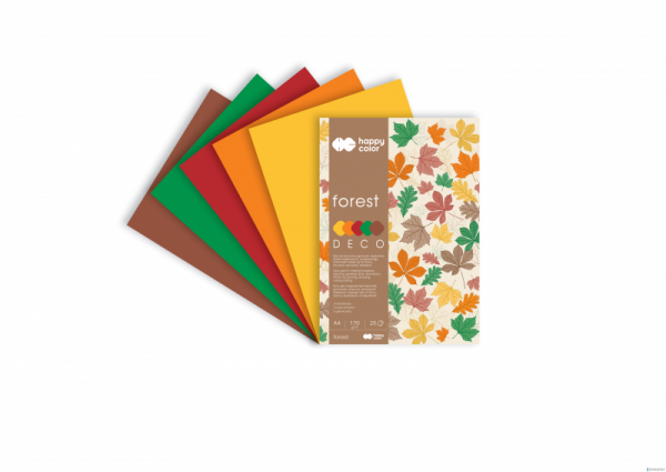 Blok Deco Forest 170 g/m2, A4, 20 ark., 5 kolorów, Happy Color HA 3817 2030-130