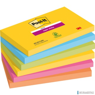 Bloczek samoprzylepny POST-IT Super sticky, 127x76mm, 6x90 kart., CARNIVAL