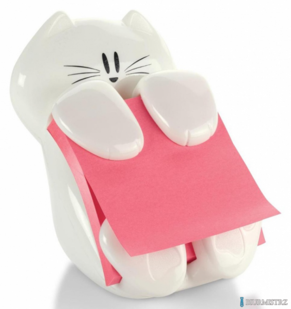 Podajnik do bloczków samoprzylepnych POST-IT  Kotek (CAT-330), biały, w zestawie 1 bloczek Super Sticky Z-Notes