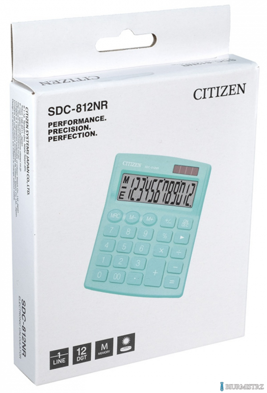 Kalkulator biurowy CITIZEN SDC-812NRGRE, 12-cyfrowy, 127x105mm, zielony