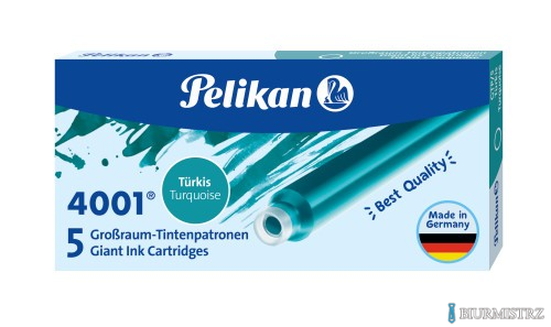 Naboje do piór, długie turkusowe 310656 Pelikan