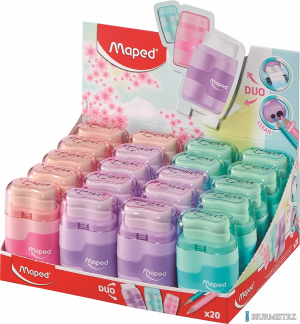 Temperówka z gumką CONNECT pastel  2 otwory Maped 49231