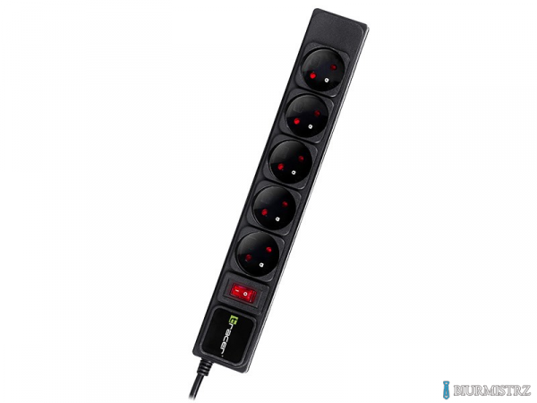 Listwa zasilająca TRACER PowerGear 3,0 m czarna (5 gniazd) TRALIS46844
