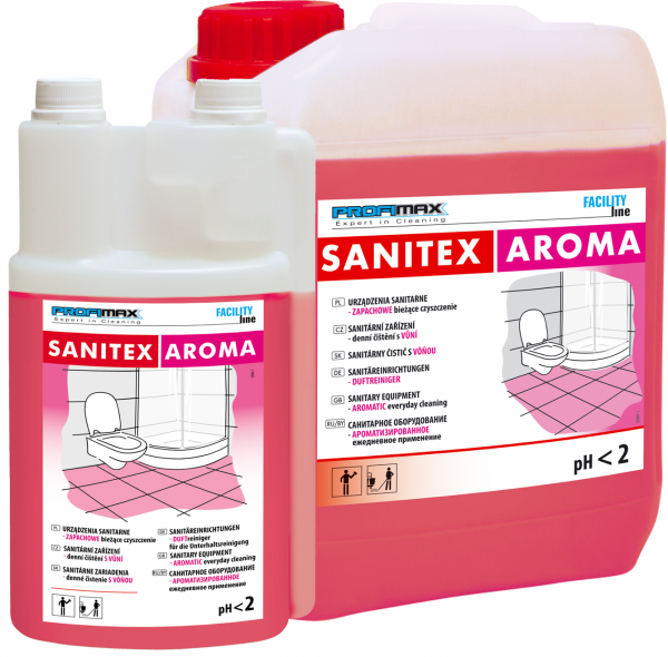 SANITEX AROMA - środek do sanitariatów 5l - ZAPACHOWE  MALINOWE bieżące czyszczenie 
