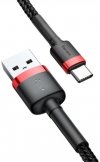 KABEL USB-A -> USB-C Baseus Cafule CATKLF-B91 100cm 3A QC 3.0 CZARNO-CZERWONY W OPLOCIE