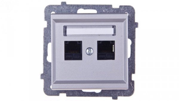 SONATA Gniazdo komputerowe podwójne 2xRJ45 kat.5e srebro mat KRONE GPK-2R/K/m/38