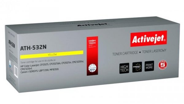 Toner Activejet ATH-532N (zamiennik HP 304A CC532A, Canon CRG-718Y Supreme 3200 stron żółty)
