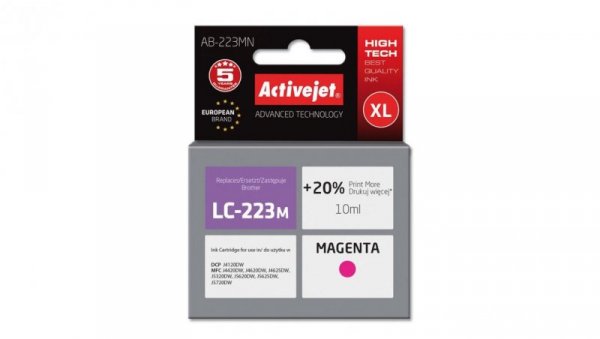 Tusz Activejet AB-223MN (zamiennik Brother LC223M Supreme 10 ml czerwony)