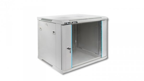 Qoltec Szafa RACK 19 9U 600 x 500 x 450 Hartowane drzwi Wisząca Stalowa obudowa Zamek Szara