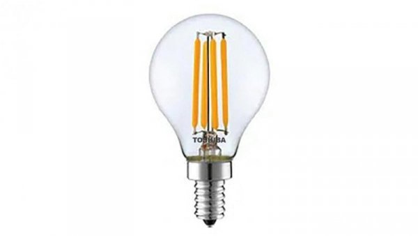 Toshiba Żarówka E14 P45 led 4,5W 2700K DIM ściemnialna RETRO Vintage filament 470lm mała kulka
