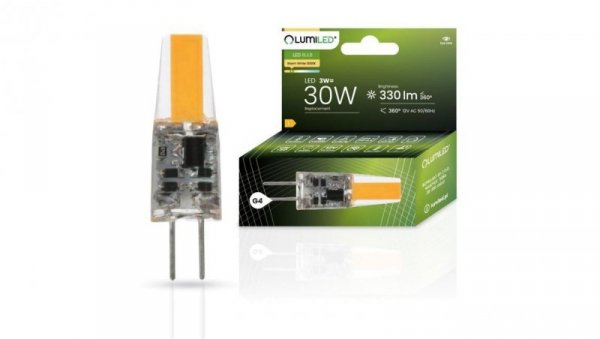 Żarówka LED G4 KAPSUŁKA 3W = 30W 330lm 12V AC/DC 3000K Ciepła 360 LUMILED