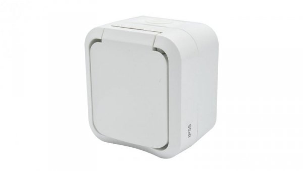 Gniazdo z uziemieniem pojedyncze natynkowe Aqua Pro IP55 białe 60224
