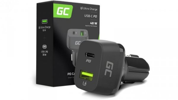 ŁADOWARKA SAMOCHODOWA Green Cell 48W 1x USB-C 1x USB-A Power Delivery 30W Quick Charge 3.0 CAD33