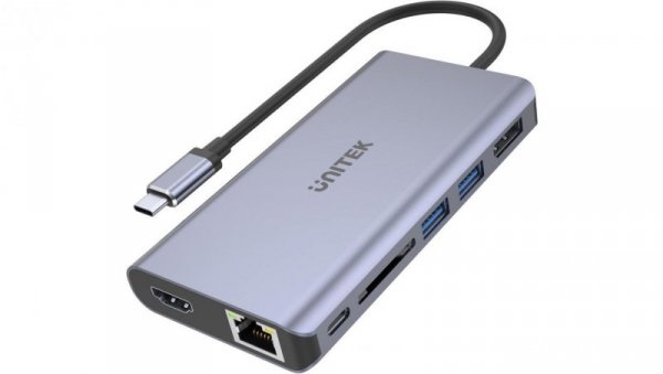 Adapter Unitek D1056A Hub USB-C 2x USB 3.1 HDMI DP RJ45 czytnikSD
