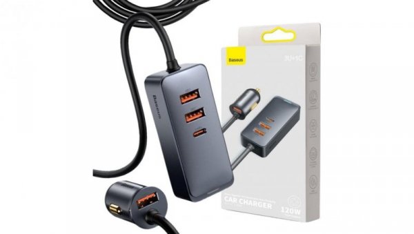 ŁADOWARKA SAMOCHODOWA NA PRZEWODZIE Baseus Share Together 120W 3A 3x USB-A 1x USB-C PD 20W QC 3.0