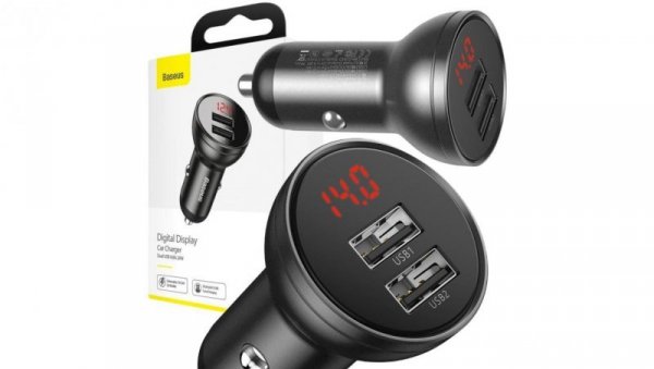 ŁADOWARKA SAMOCHODOWA Baseus Digital Display CCBX-0G 24W 4.8A 2x USB-A CZARNA