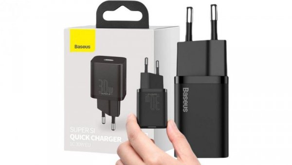 ŁADOWARKA SIECIOWA Baseus Super Si Quick Charger 1C CCSUP-J01 30W 1x USB-C PD 3.0 QC 3.0 CZARNA