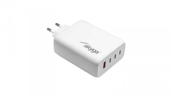 Ładowarka sieciowa Akyga AK-CH-24 140W 3x USB-C + USB-A PD GaN 5-28V / 1.5-5A biała
