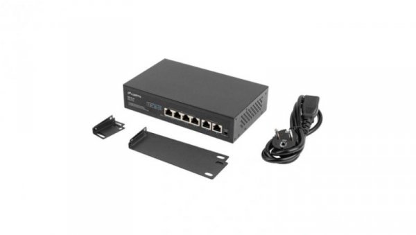 Switch PoE+ 10 19 RACK 6x port RJ45 (4x PoE+ Fast Ethernet + 2x Uplink Gigabit 1000Mb/s) przełącznik niezarządzalny RSFE-4P-2FE-
