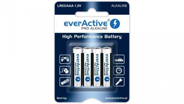 4 x baterie alkaliczne everActive Pro LR03 / AAA (blister)