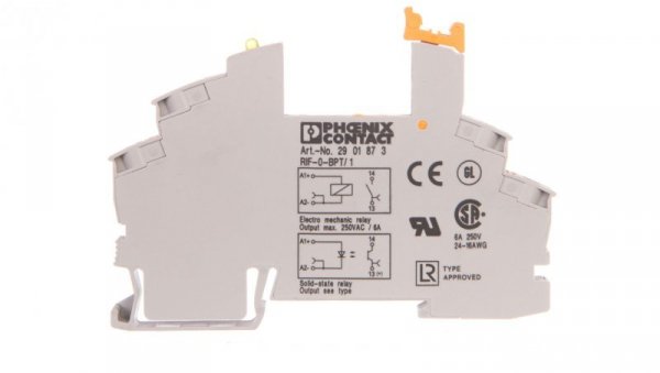 Gniazdo 6,2mm z zaciskami push-in RIF-0-BPT/1 do 12 i 24 V DC przekaźnika z serii REL-MR 1P lub OPT 2901873