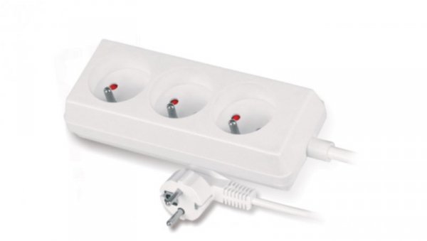 Przedłużacz 3-gniazda z/u 10A 1,5m /OMY 3x1/ biały PS-370
