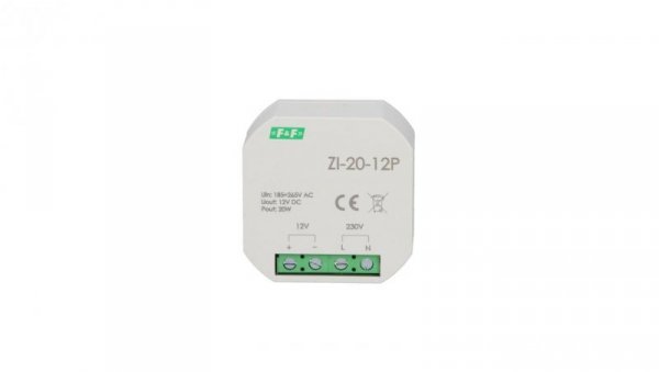 Zasilacz impulsowy do puszki 180-264V AC, wyj. 12V DC 1,6A 20W ZI-20-12P