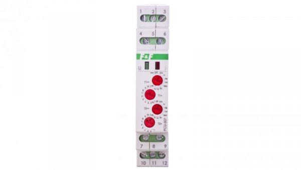 Przekaźnik czasowy 2P 8A 0,1sek-576h (praca/przerwa) 24V AC/DC 2-funkcyjny PCU-507-24V
