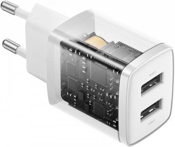 ŁADOWARKA SIECIOWA Baseus Compact Charger CCXJ010202 10.5W 2x USB-A BIAŁA