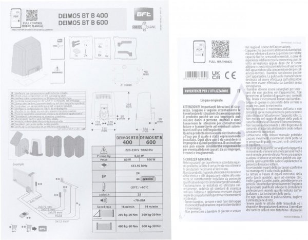 Zestaw BFT DEIMOS BT B600 KIT EE do 600kg bram przesuwnych