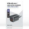 Qoltec Ładowarka sieciowa 35W GaN ULTRA | 5-20V | 2.25-3A | 1 x USB typeC PD | 1 x USB | Czarna