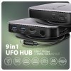 AXAGON HMC-UFO Wieloportowy hub USB 9in1, 10Gbps, 2x USB-A, HDMI 4K/60Hz, M.2 NVMe/SATA, audio, PD 100W, SD/microSD, GLAN, 65cm 