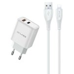 AWEI Ładowarka sieciowa GaN PD81L 22,5W USB+USB-C + Kabel USB/Lightning