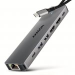 AXAGON HMC-7HX2 Wieloportovy hub USB 7in1, 5Gbps, 2x USB-A, 1x USB-C, 2x HDMI 4K/60Hz, GLAN, PD 100W, 15cm USB-C kabel