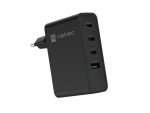 Natec Ładowarka sieciowa Ribera GAN 3xUSB-C + 1x USB-A 100W czarna