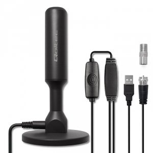 Qoltec Wewnętrzna Antena TV DVB-T2 ze wzmacniaczem sygnału i magnetyczną podstawą | 4K | 28dBi | 5m