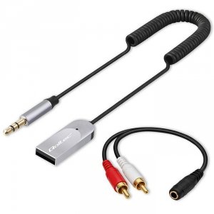 Qoltec Bezprzewodowy adapter odbiornik dźwięku Audio HiFi Home&Car | Bluetooth 6.0 | 2 x RCA | 1 x AUX MiniJack 3.5mm | USB | Mi